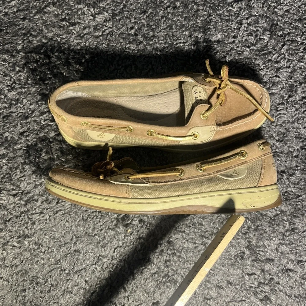 SPERRY TOP-SIDER 7.5 ‎ Boat Deck Tan/Gold Glitter Womens